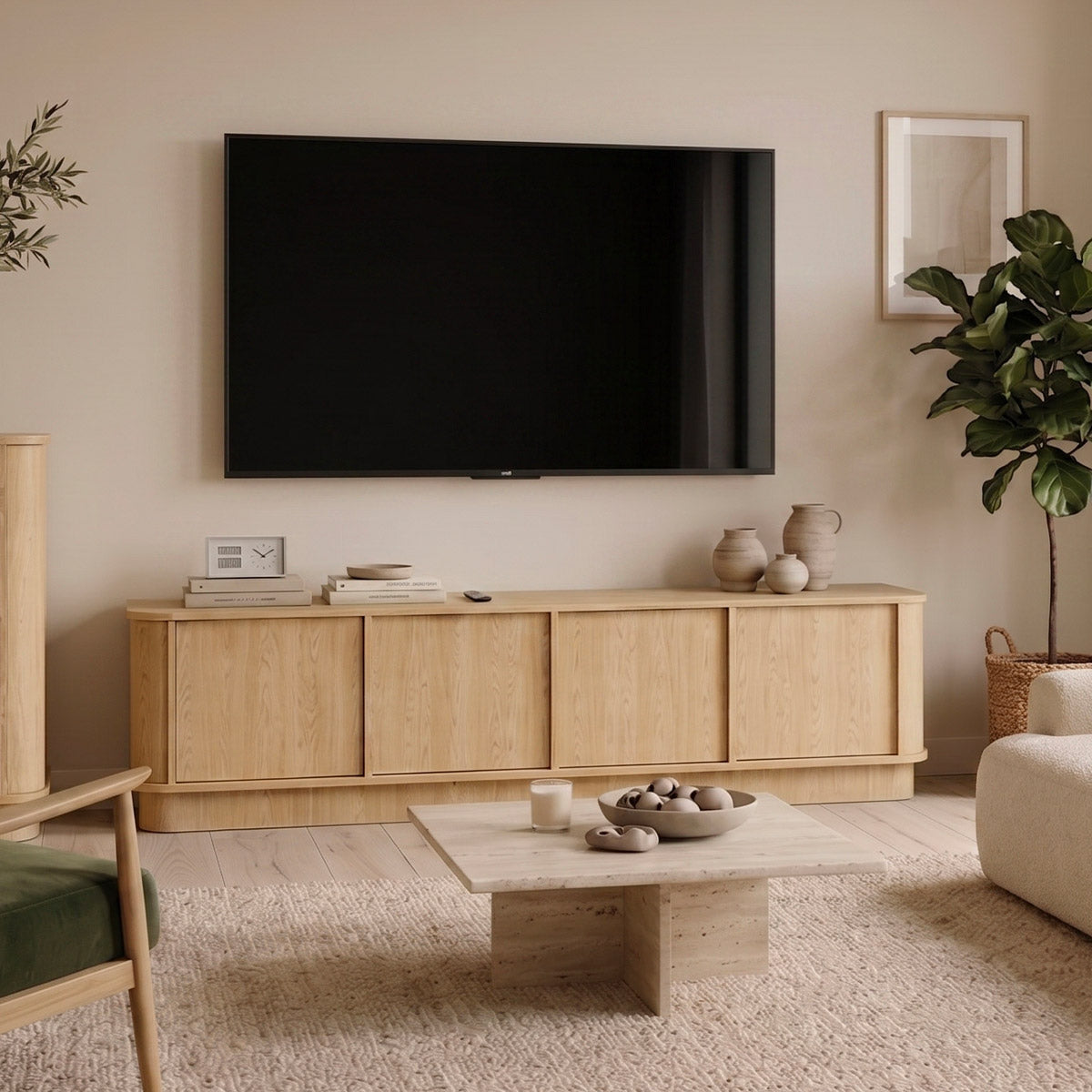 Meuble TV 4 portes 200 cm Halina Bois