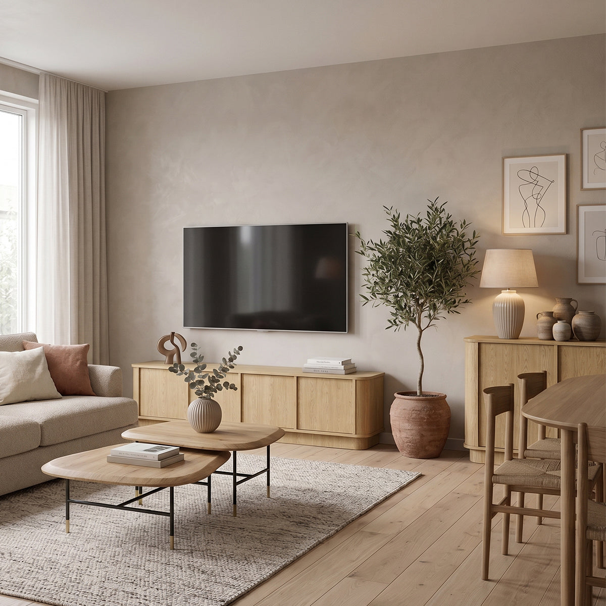 Meuble TV 4 portes 200 cm Halina Bois
