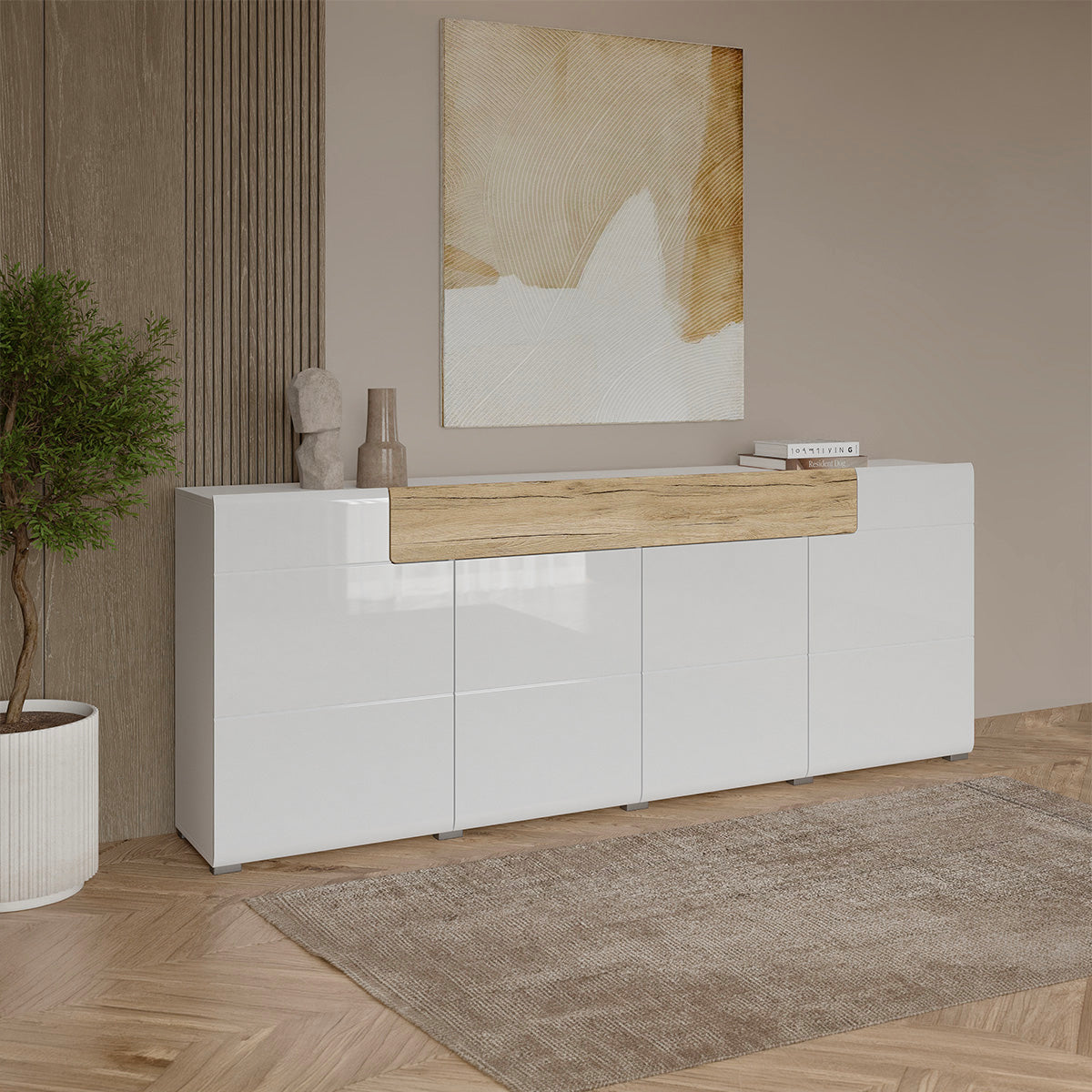 Buffet 4 portes 1 tiroir Jules Blanc et Bois