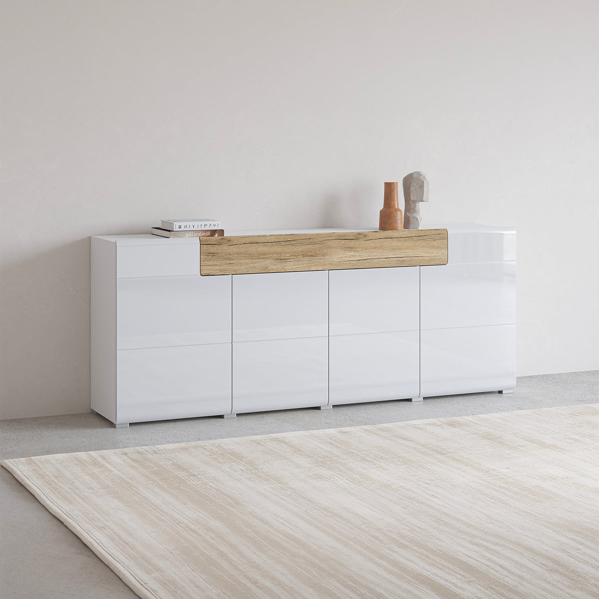 Buffet 4 portes 1 tiroir Jules Blanc et Bois