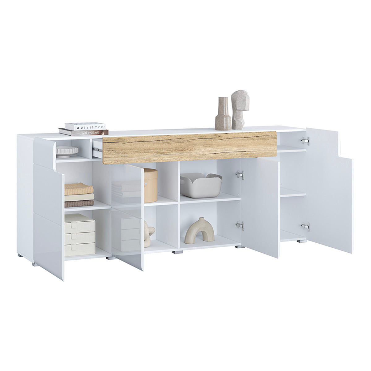 Buffet 4 portes 1 tiroir Jules Blanc et Bois