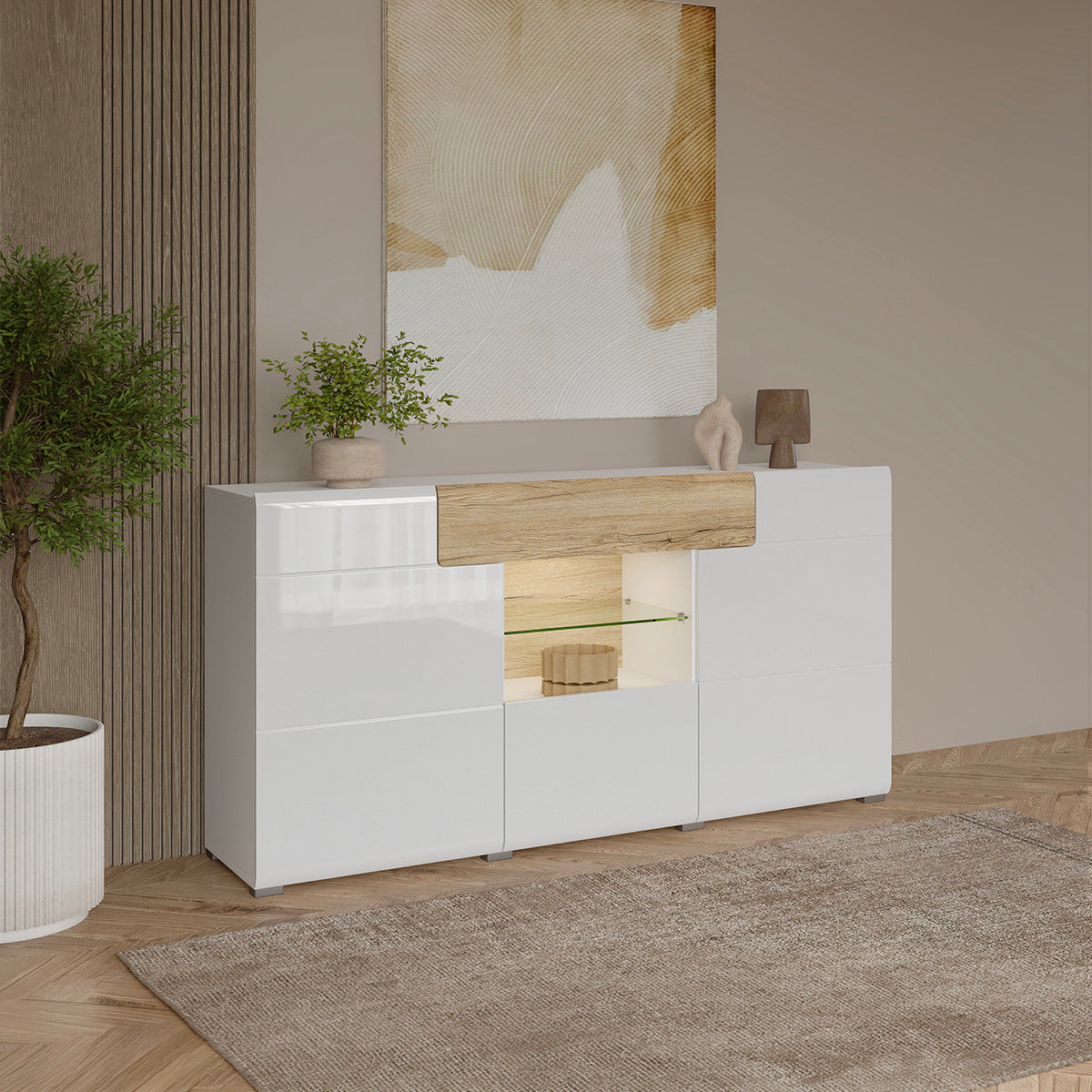 Buffet 3 portes 1 tiroir Jules Blanc et Bois