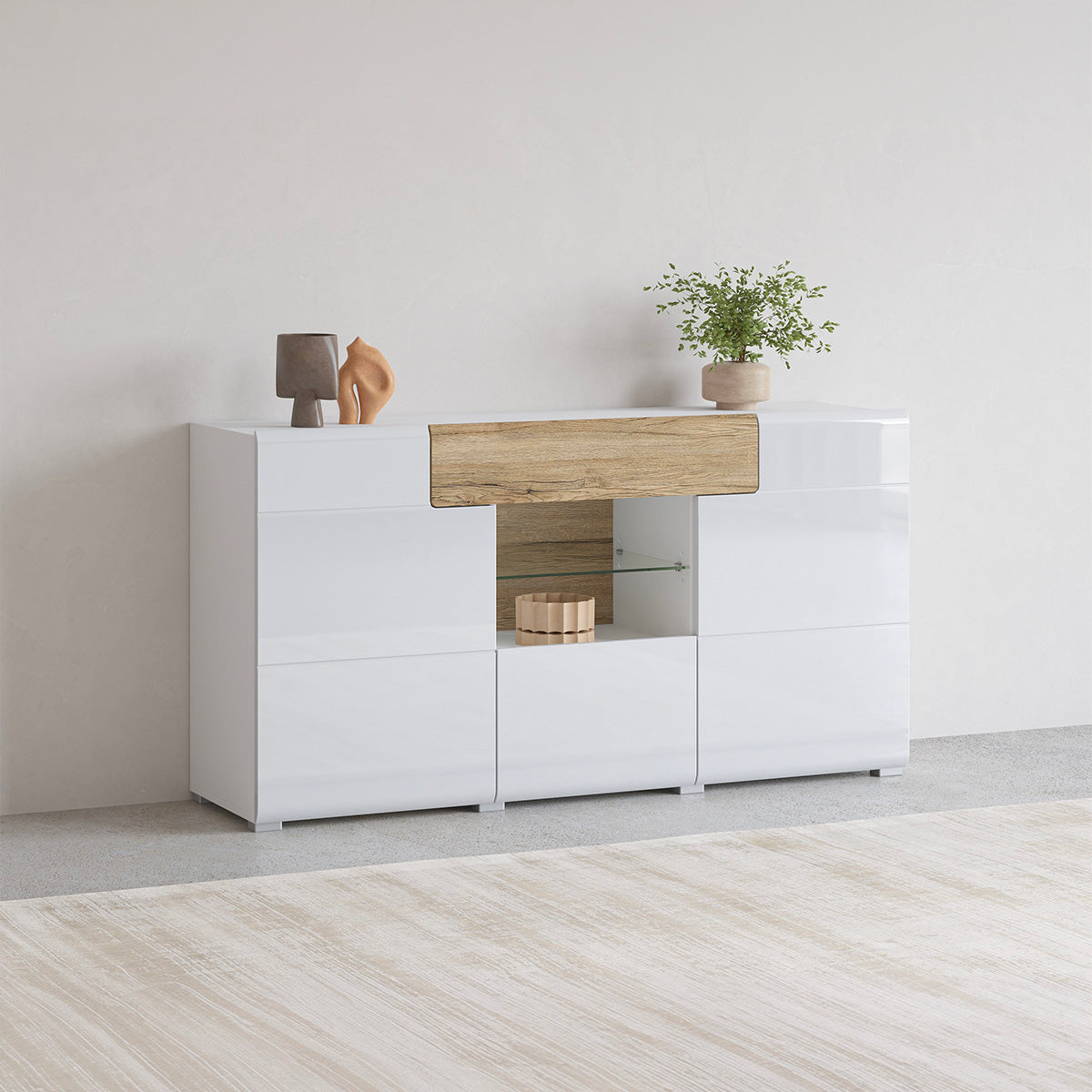 Buffet 3 portes 1 tiroir Jules Blanc et Bois