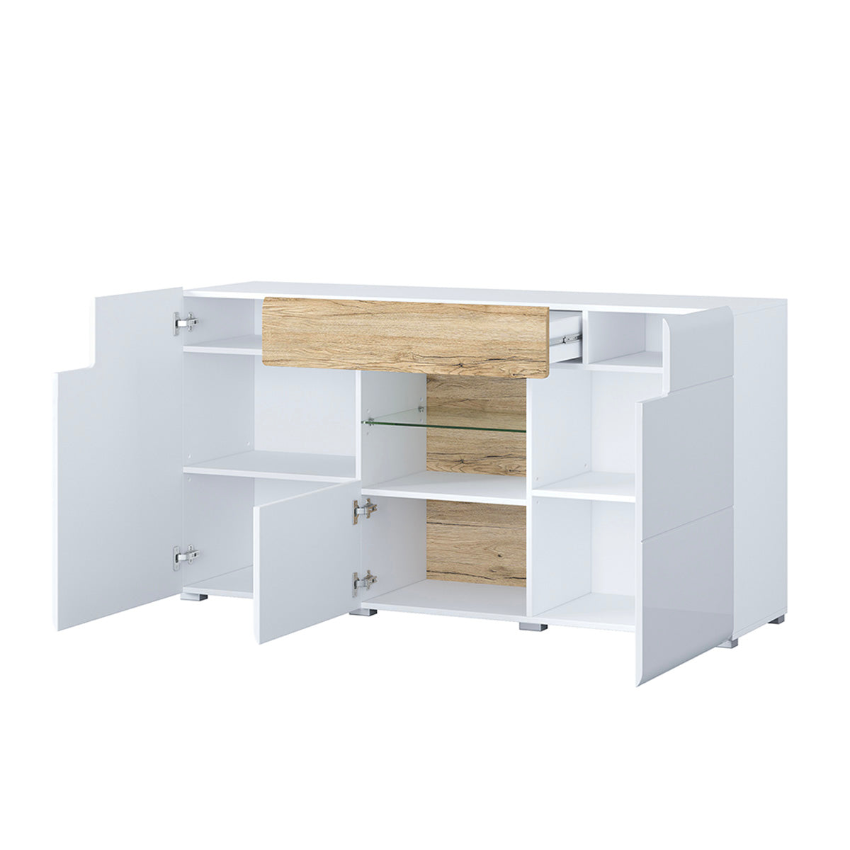 Buffet 3 portes 1 tiroir Jules Blanc et Bois