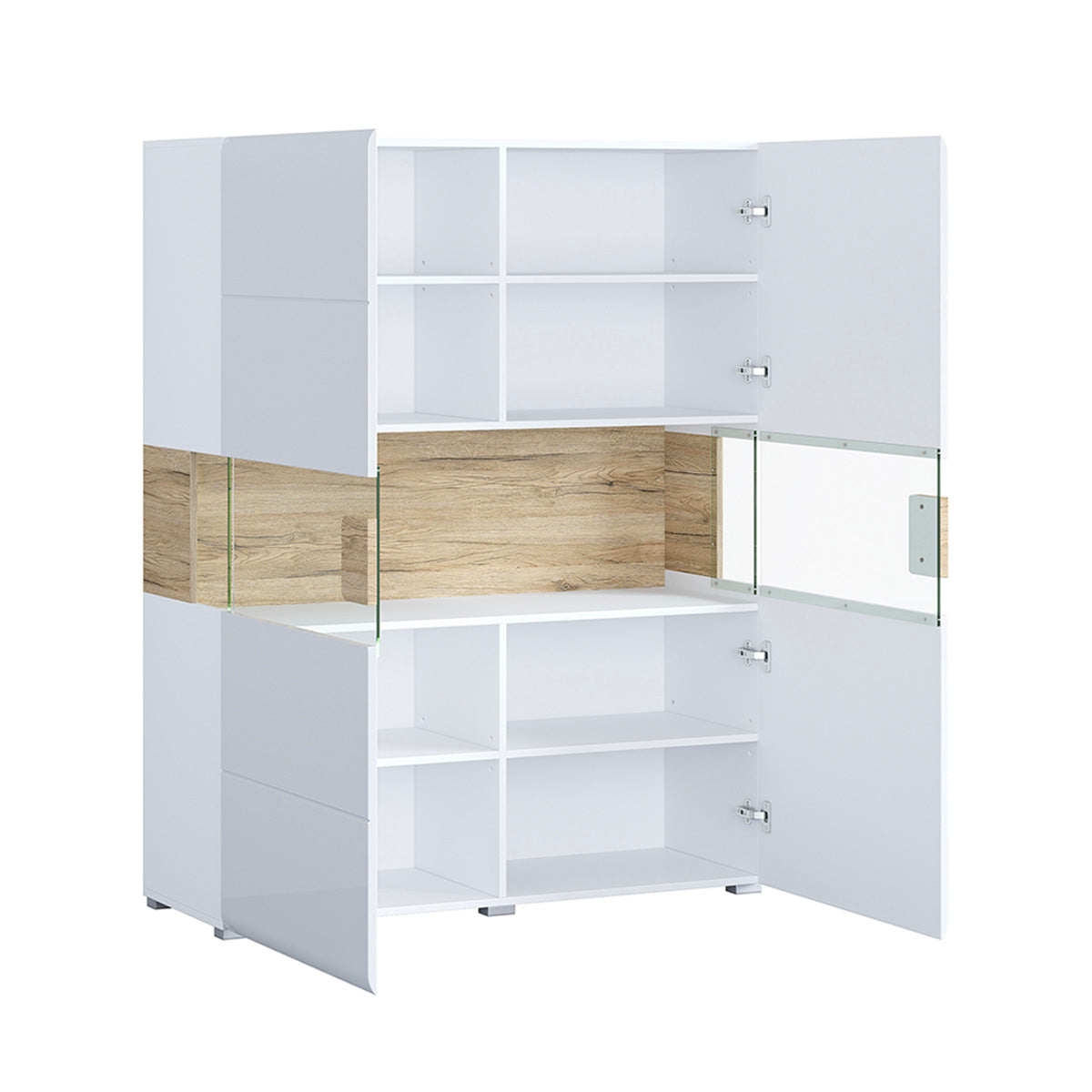 Vaisselier 2 portes avec LED Jules Blanc et Bois