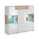 Buffet haut 3 portes 1 tiroir avec LED Jules Blanc et Bois