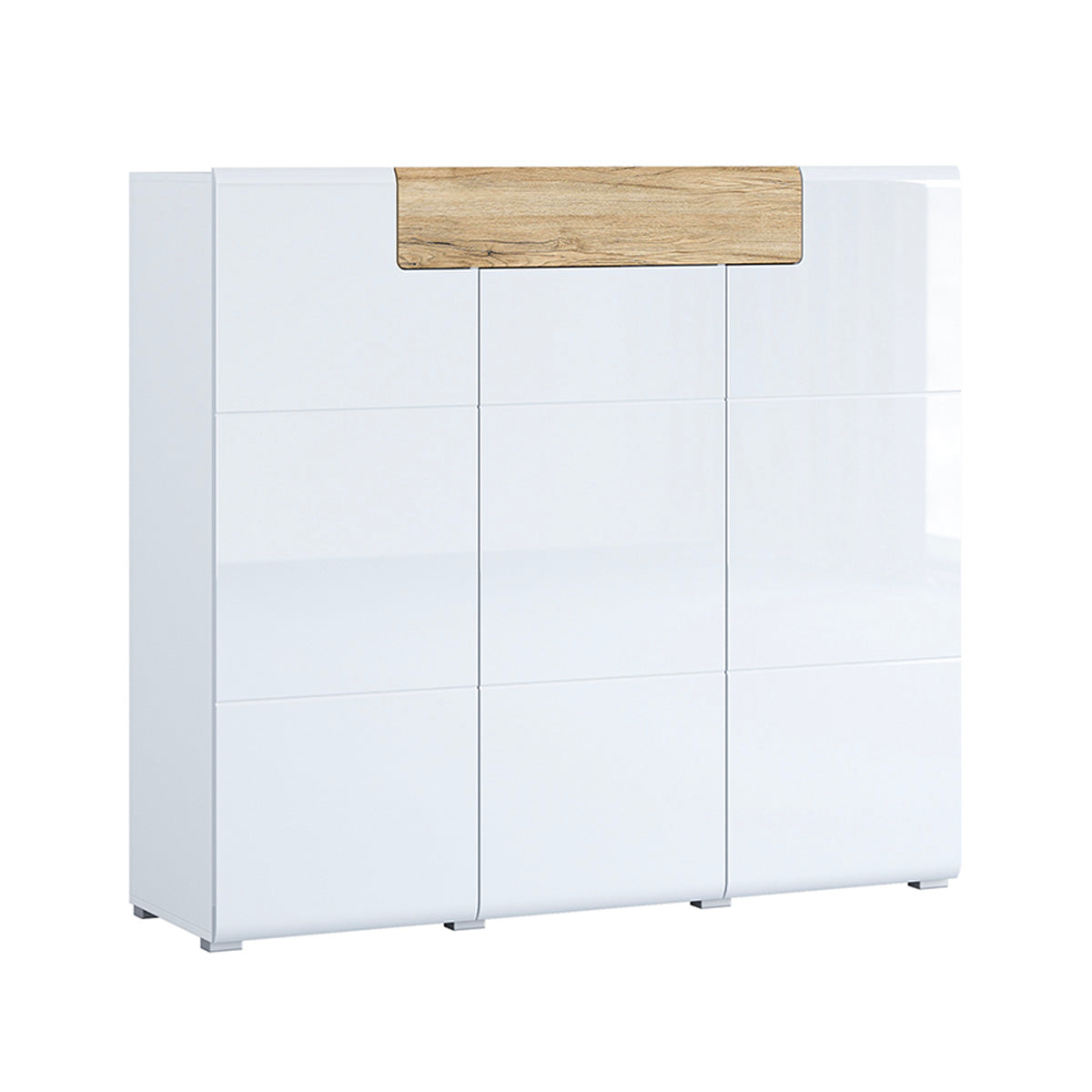 Buffet haut 3 portes 1 tiroir Jules Blanc et Bois