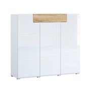 Buffet haut 3 portes 1 tiroir Jules Blanc et Bois
