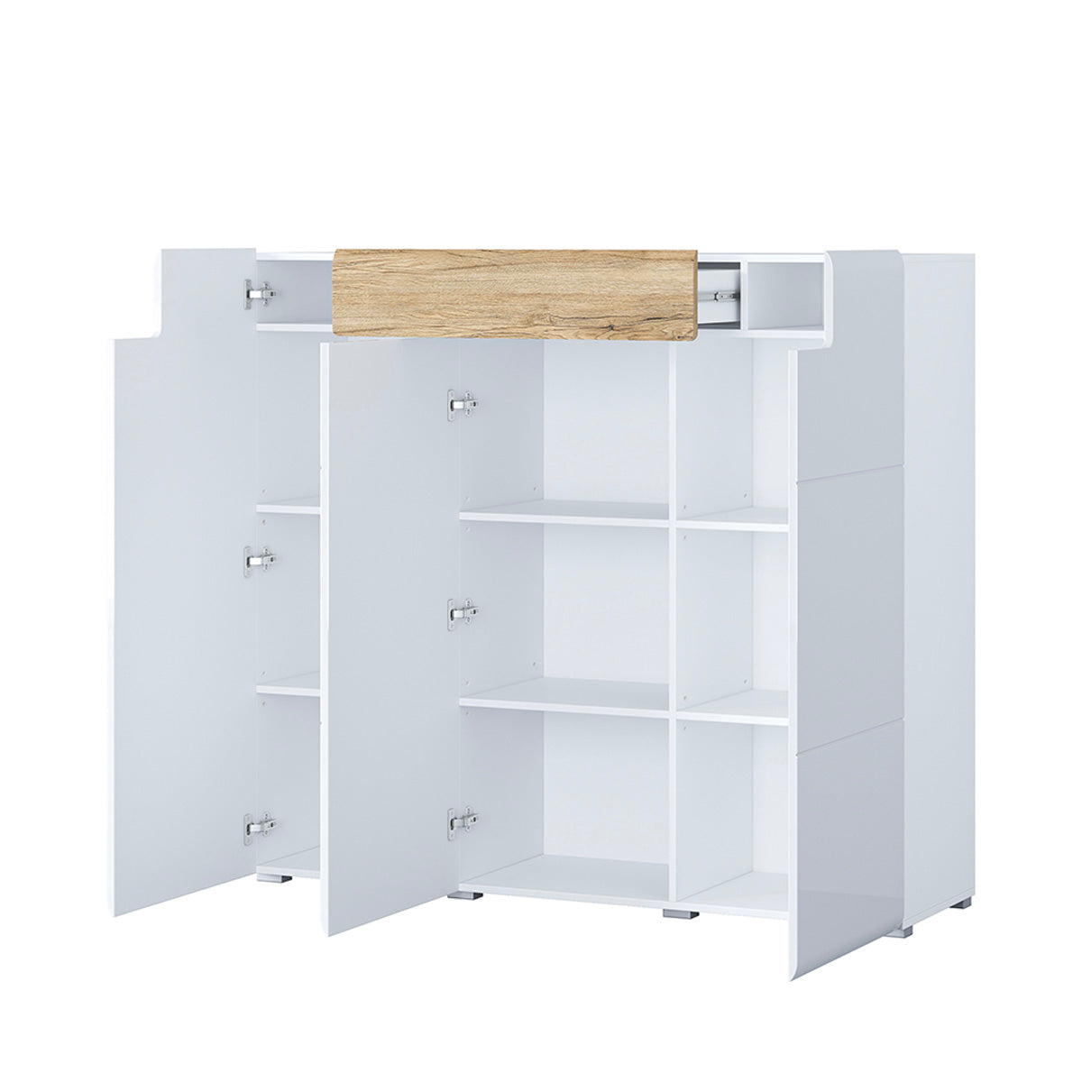 Buffet haut 3 portes 1 tiroir Jules Blanc et Bois