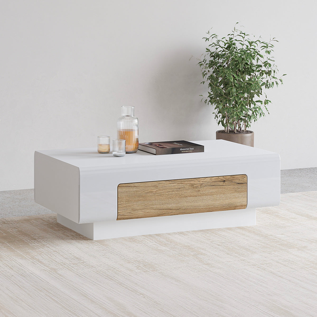 Table basse 1 tiroir Jules Blanc et Bois