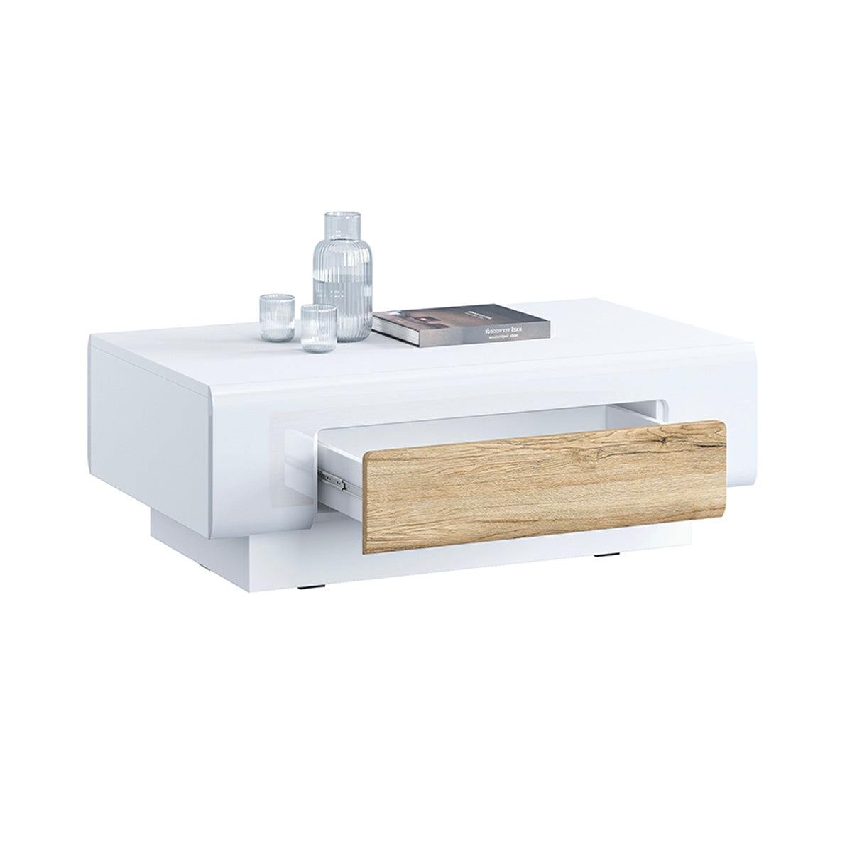 Table basse 1 tiroir Jules Blanc et Bois