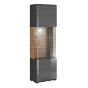 Vitrine 1 porte avec LED Jules Gris et Bois