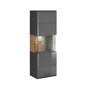 Vitrine murale 1 porte avec LED Jules Gris et Bois