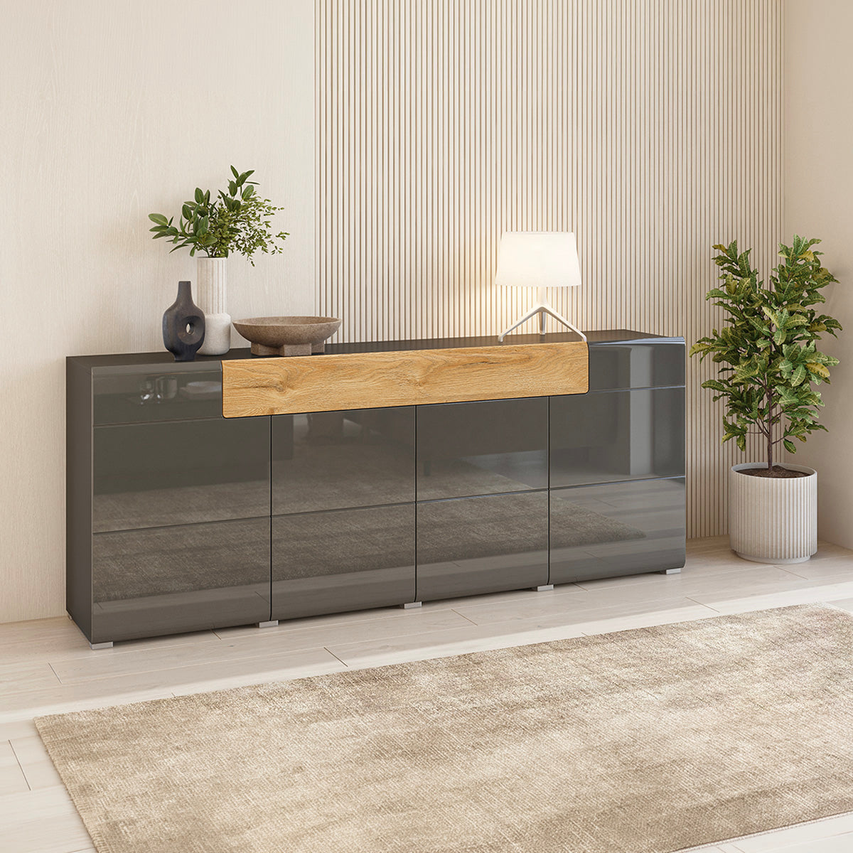 Buffet 4 portes 1 tiroir Jules Gris et Bois