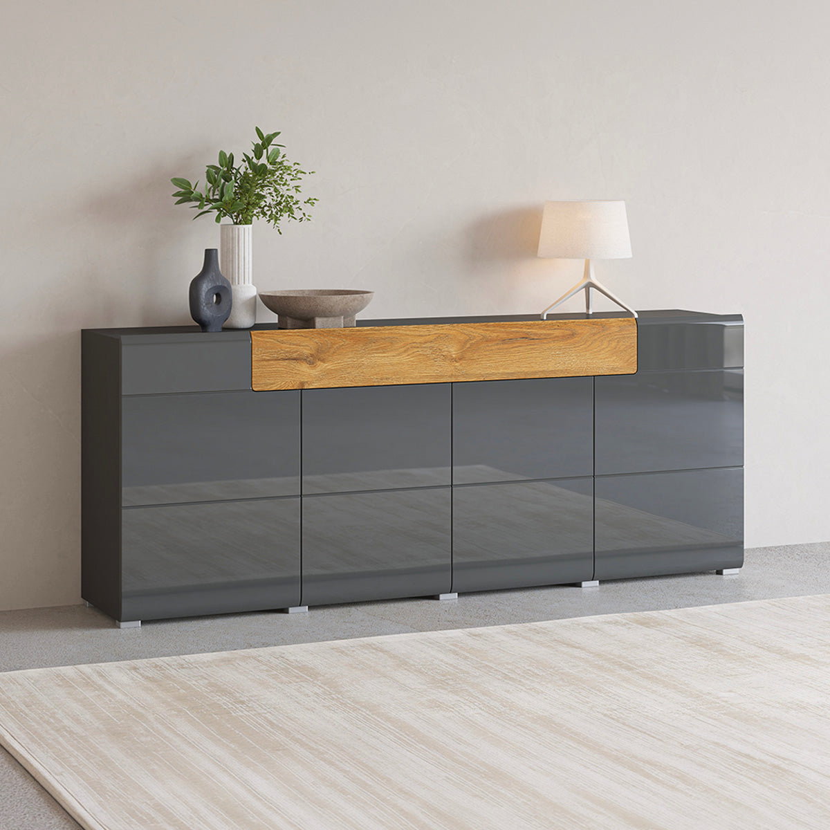Buffet 4 portes 1 tiroir Jules Gris et Bois