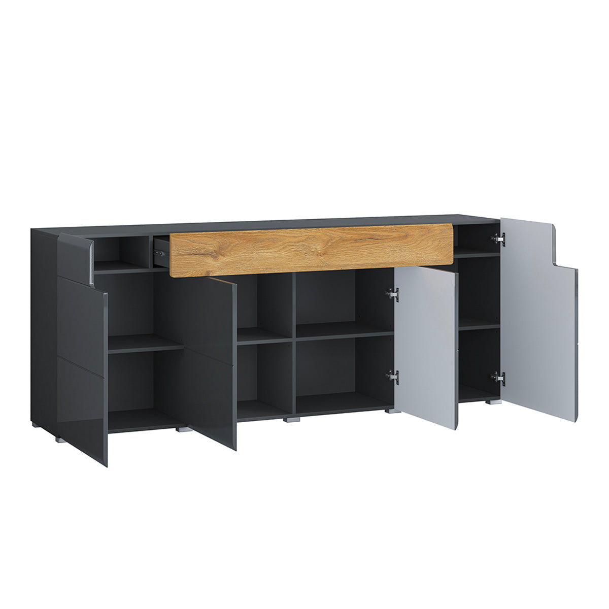 Buffet 4 portes 1 tiroir Jules Gris et Bois