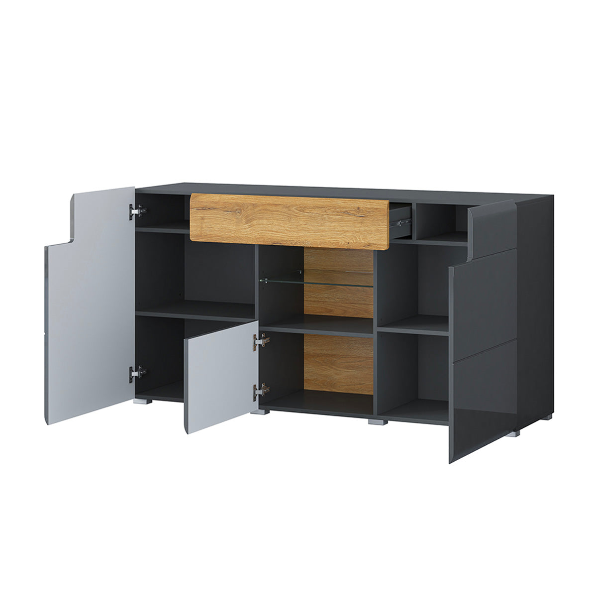 Buffet 3 portes 1 tiroir Jules Gris et Bois