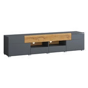 Meuble TV 2 portes 2 tiroirs 208 cm Jules Gris et Bois