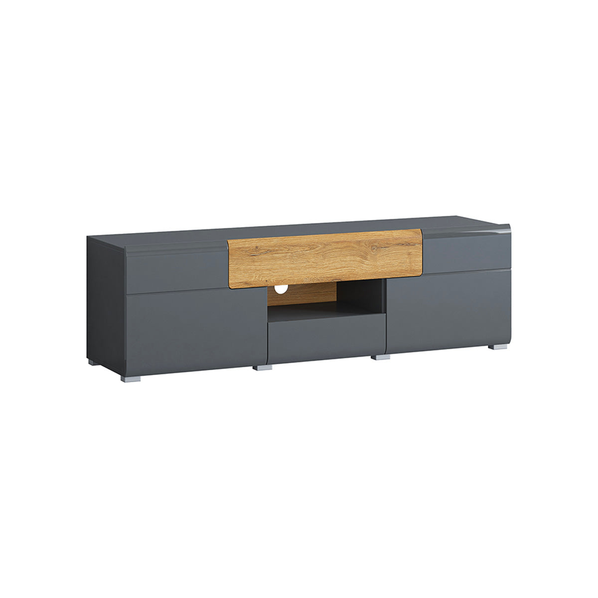 Meuble TV 2 portes 2 tiroirs 159 cm Jules Gris et Bois