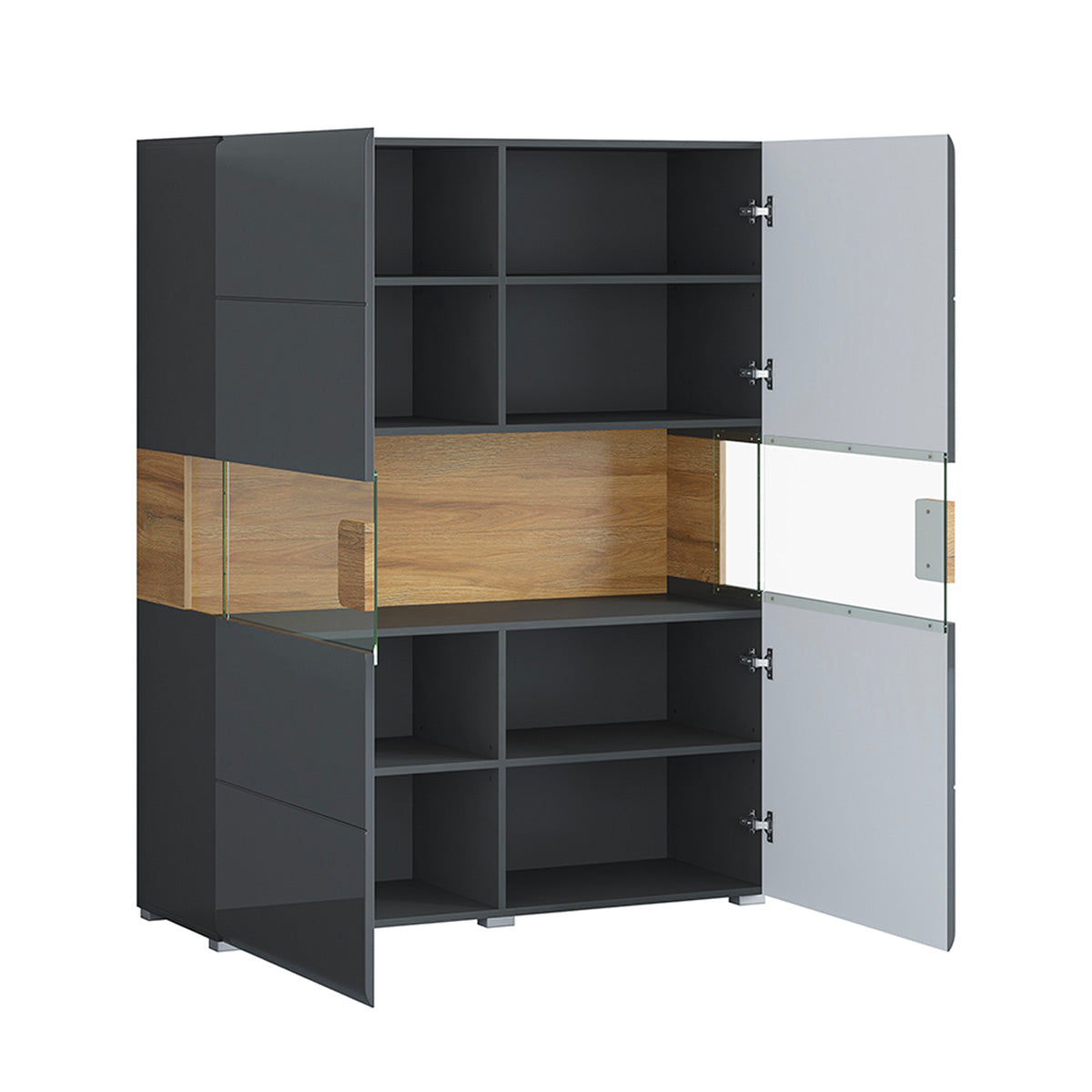 Vaisselier 2 portes avec LED Jules Gris et Bois