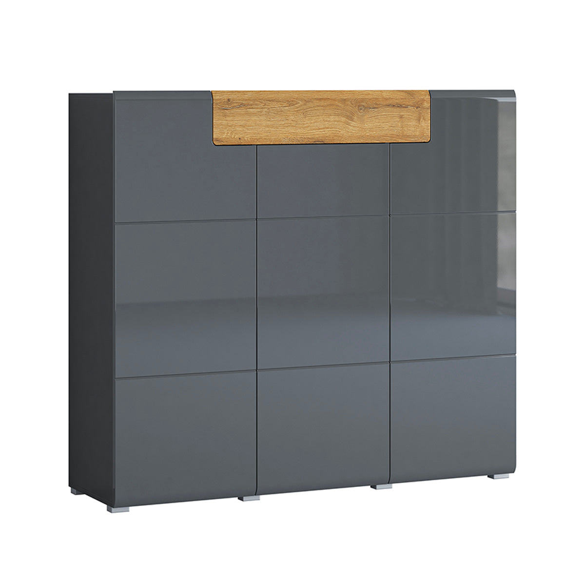 Buffet haut 3 portes 1 tiroir Jules Gris et Bois