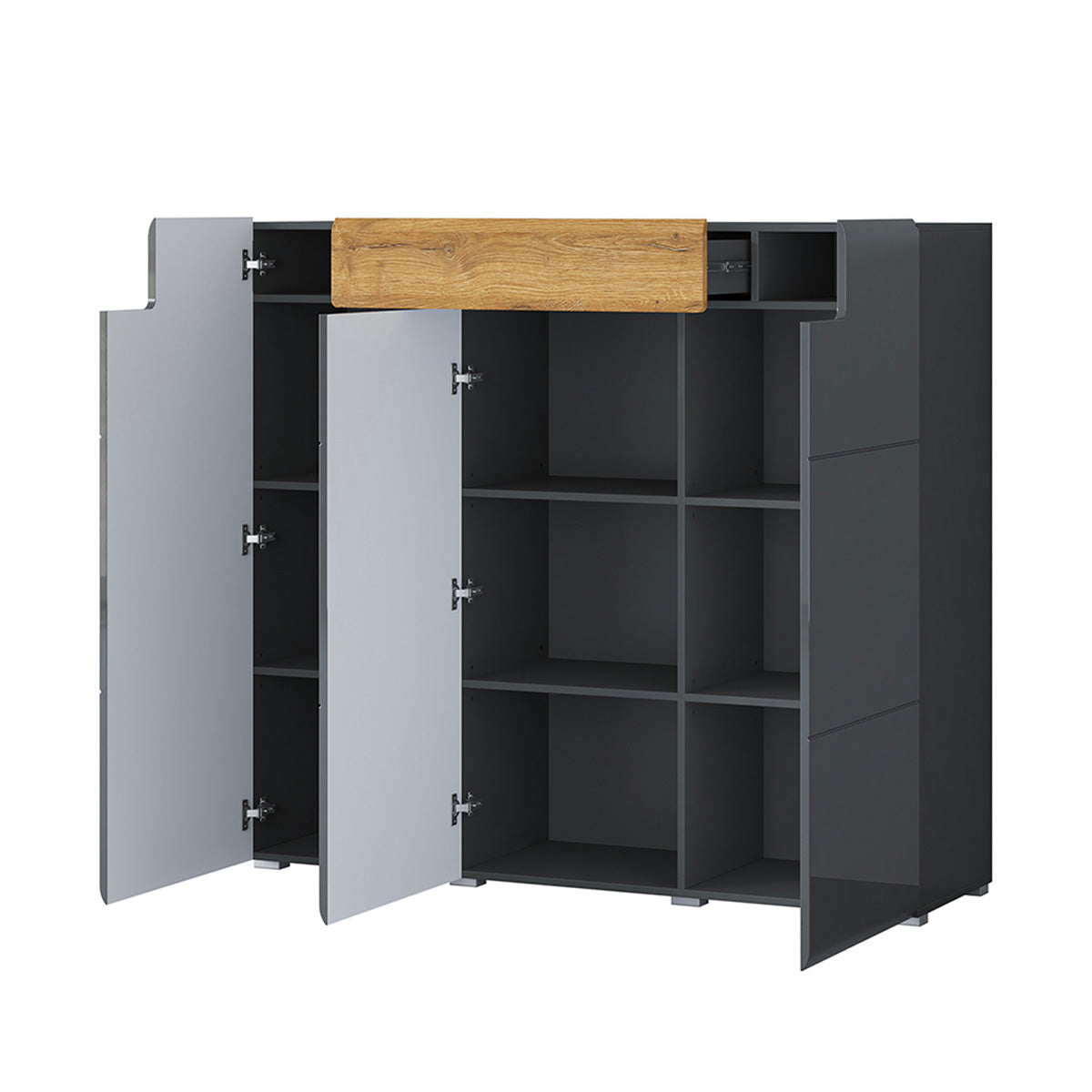 Buffet haut 3 portes 1 tiroir Jules Gris et Bois
