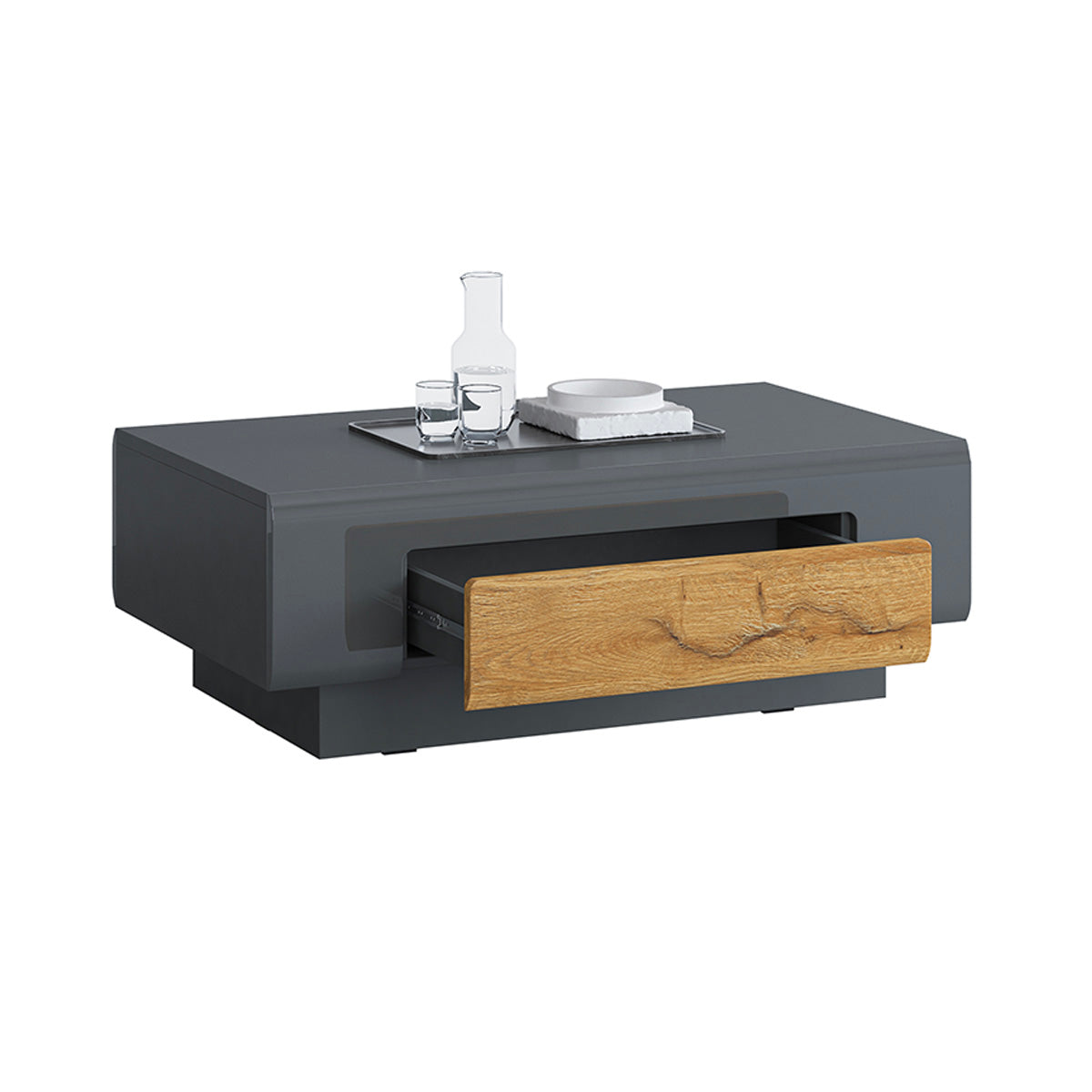 Table basse 1 tiroir Jules Gris et Bois