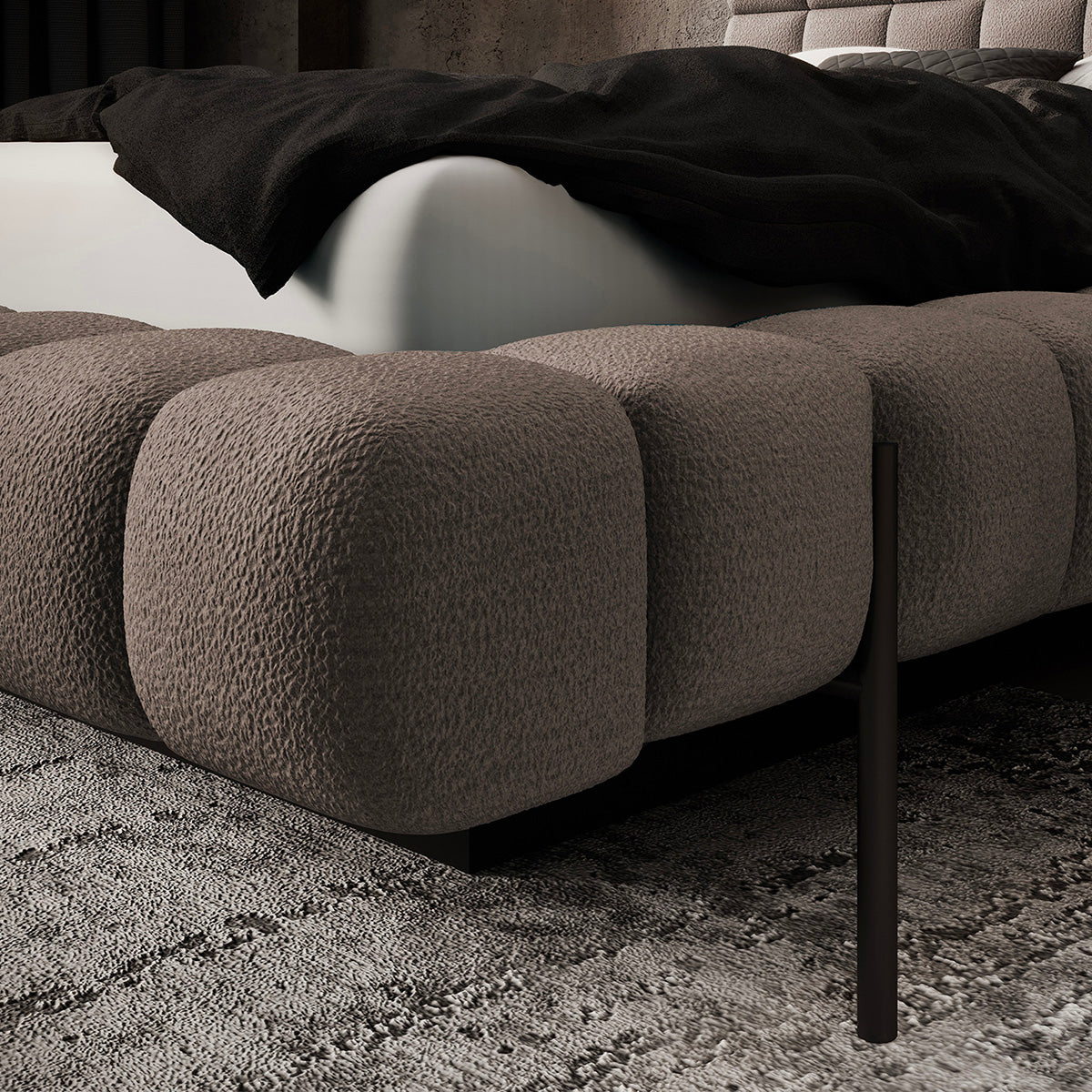 Lit coffre 160x200 sommier inclus Ezio Taupe