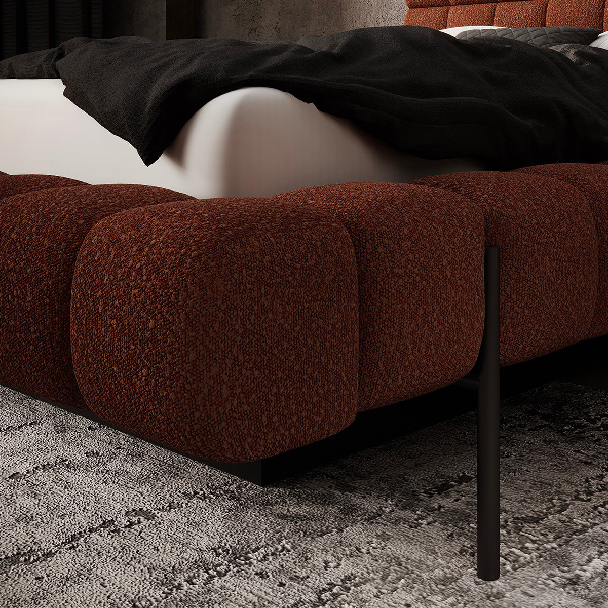 Lit coffre 160x200 sommier inclus Ezio Brique
