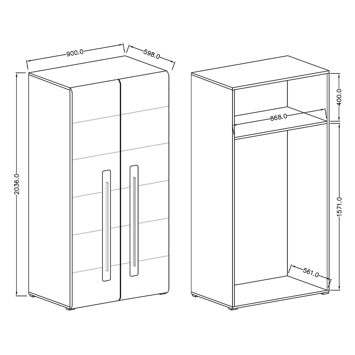 Armoire 2 portes Louis Bois - vue 3