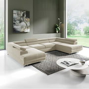 Canapé en U 5 places convertible avec coffre Lyam Beige