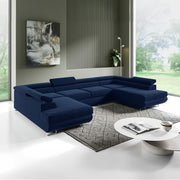 Canapé en U 5 places convertible avec coffre Lyam Bleu marine