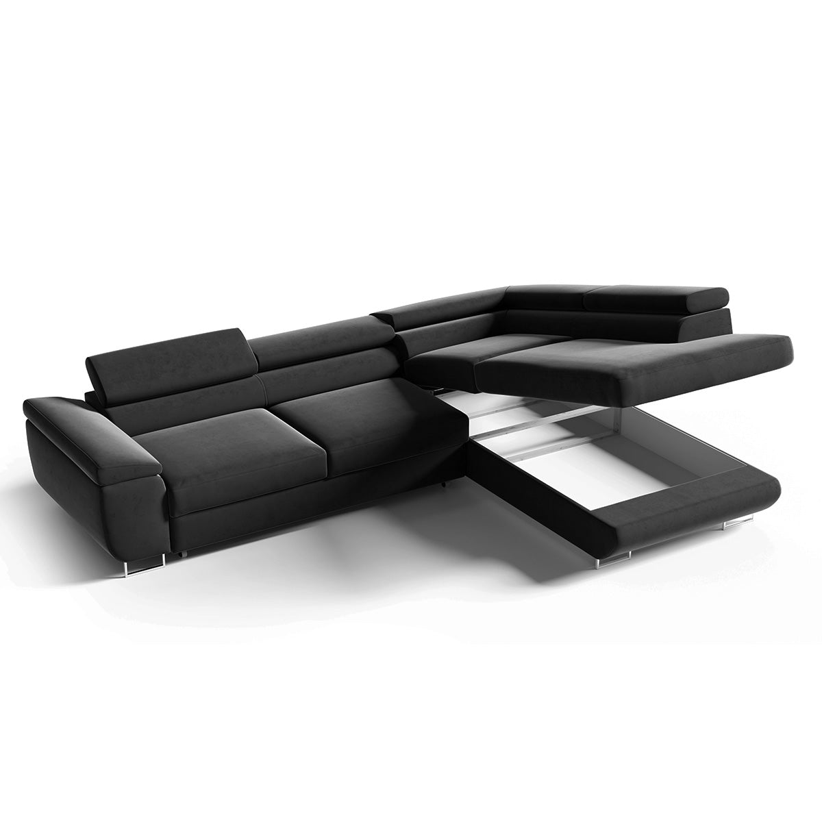 Canapé d'angle convertible droite 4 places Lyam Gris clair