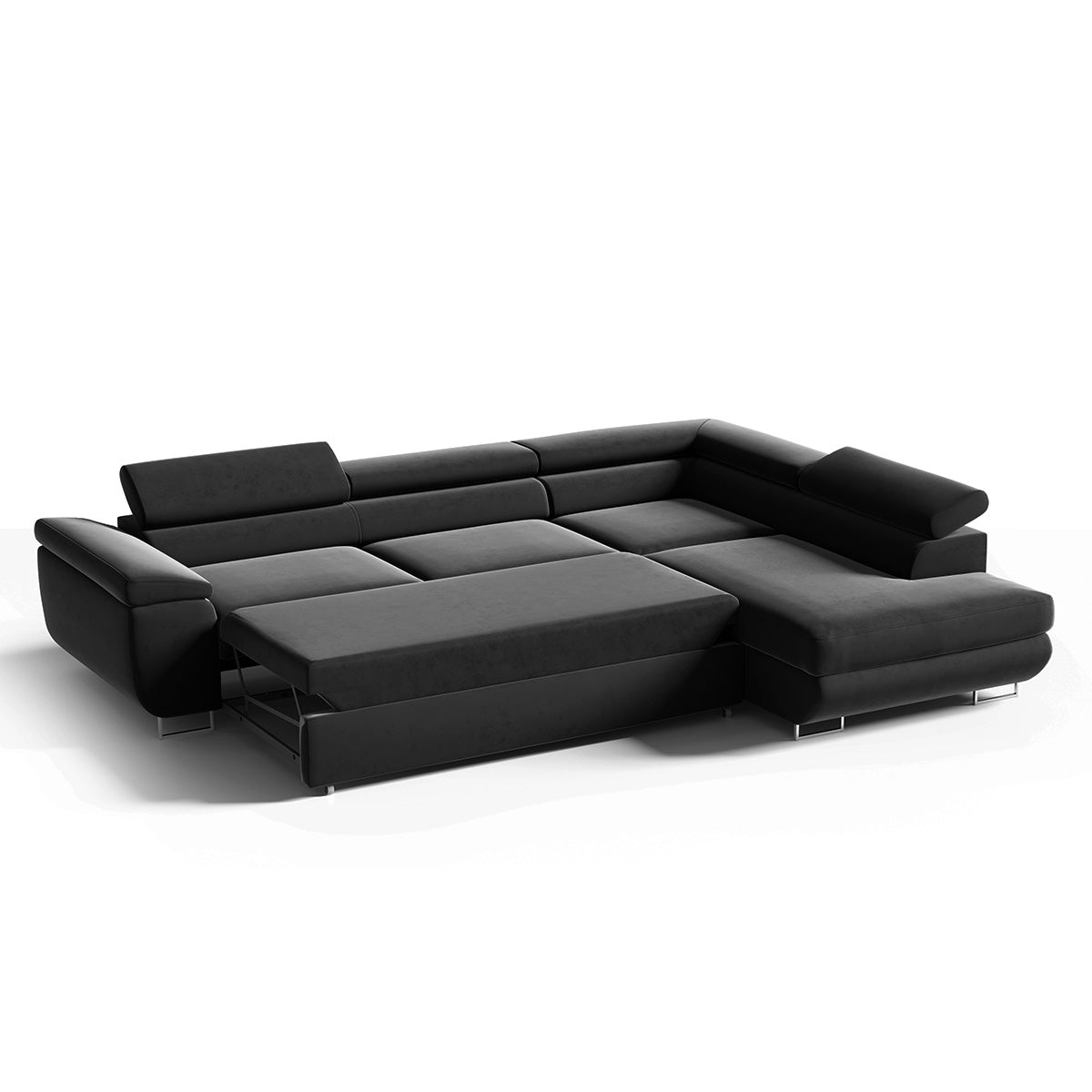Canapé d'angle convertible droite 4 places Lyam Gris clair
