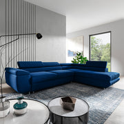 Canapé d'angle convertible droite 4 places Lyam Bleu