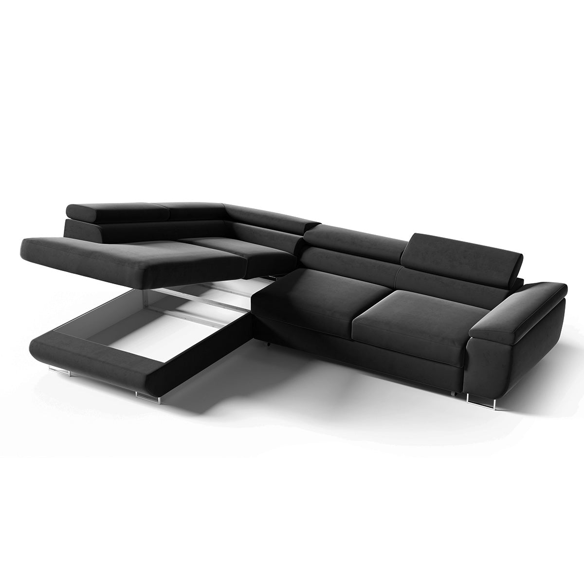 Canapé d'angle convertible gauche 4 places Lyam Gris clair