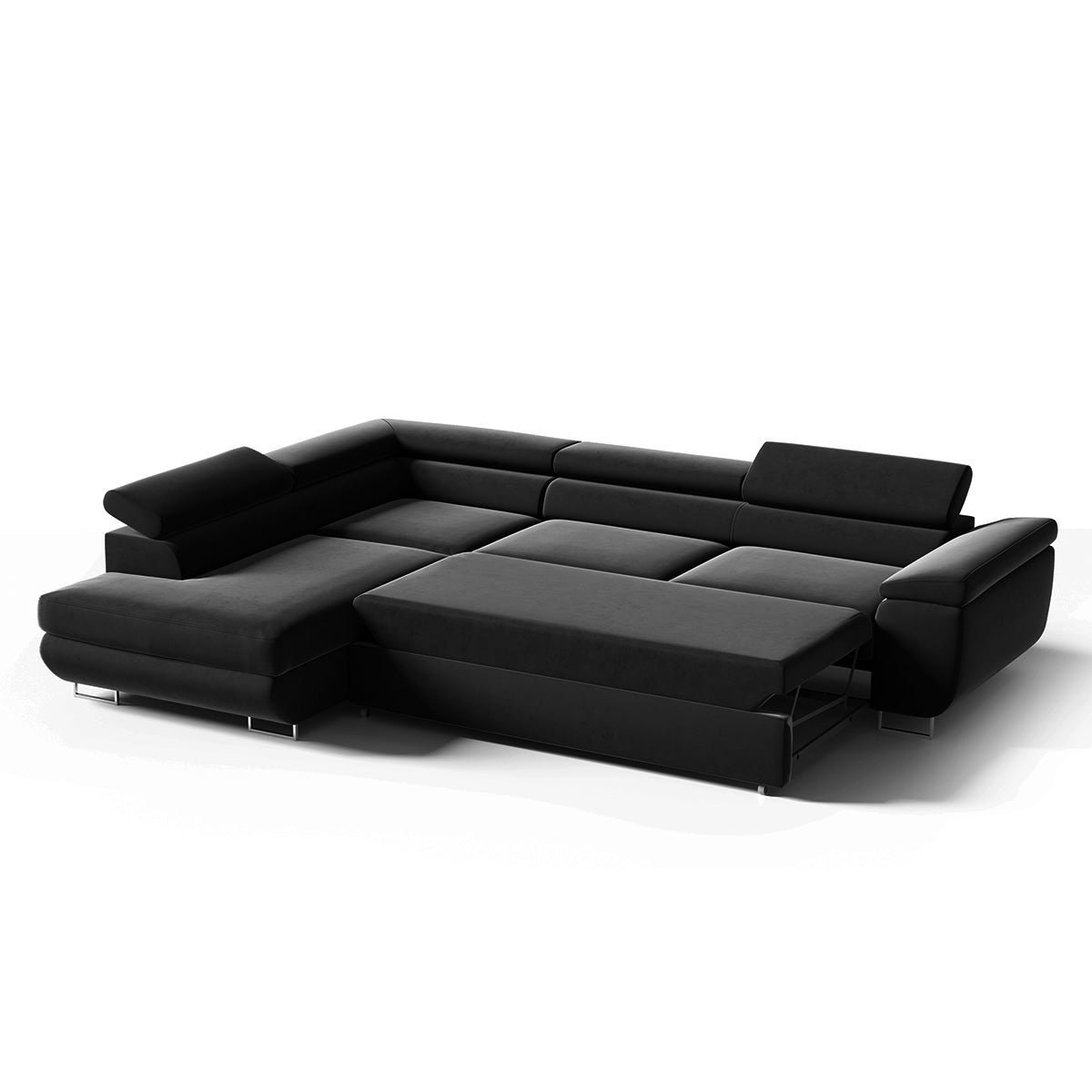 Canapé d'angle convertible gauche 4 places Lyam Gris clair