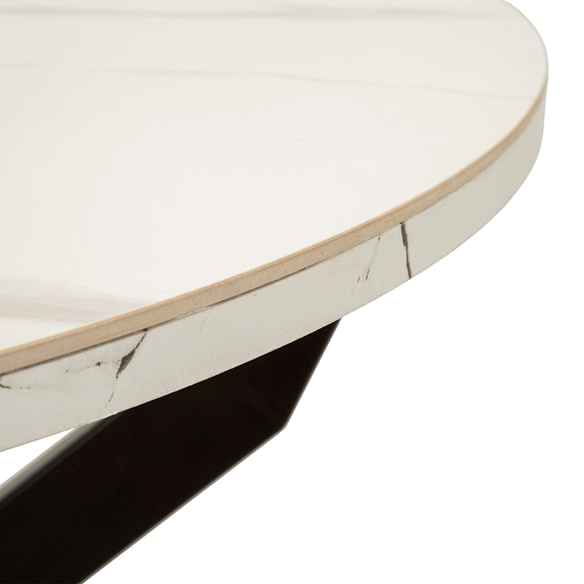 Table à manger ronde extensible 2 à 4 personnes en céramique Mabel Blanc et Noir - vue 7