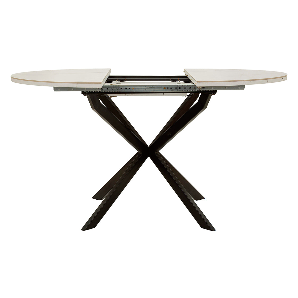 Table à manger ronde extensible 2 à 4 personnes en céramique Mabel Blanc et Noir - vue 5