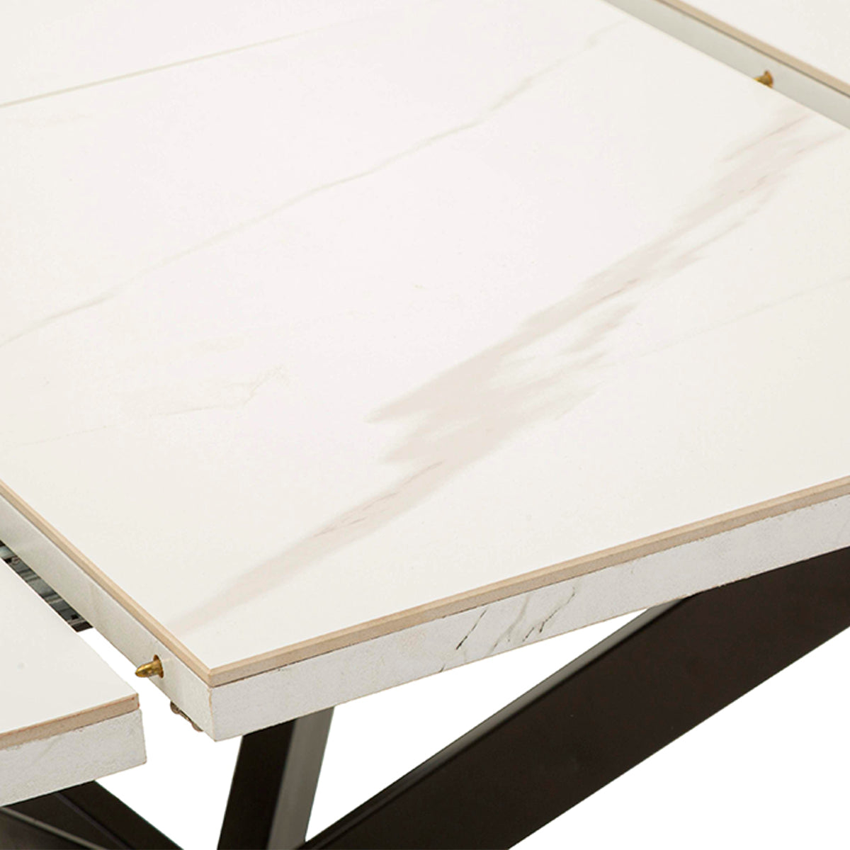 Table à manger ronde extensible 2 à 4 personnes en céramique Mabel Blanc et Noir - vue 9
