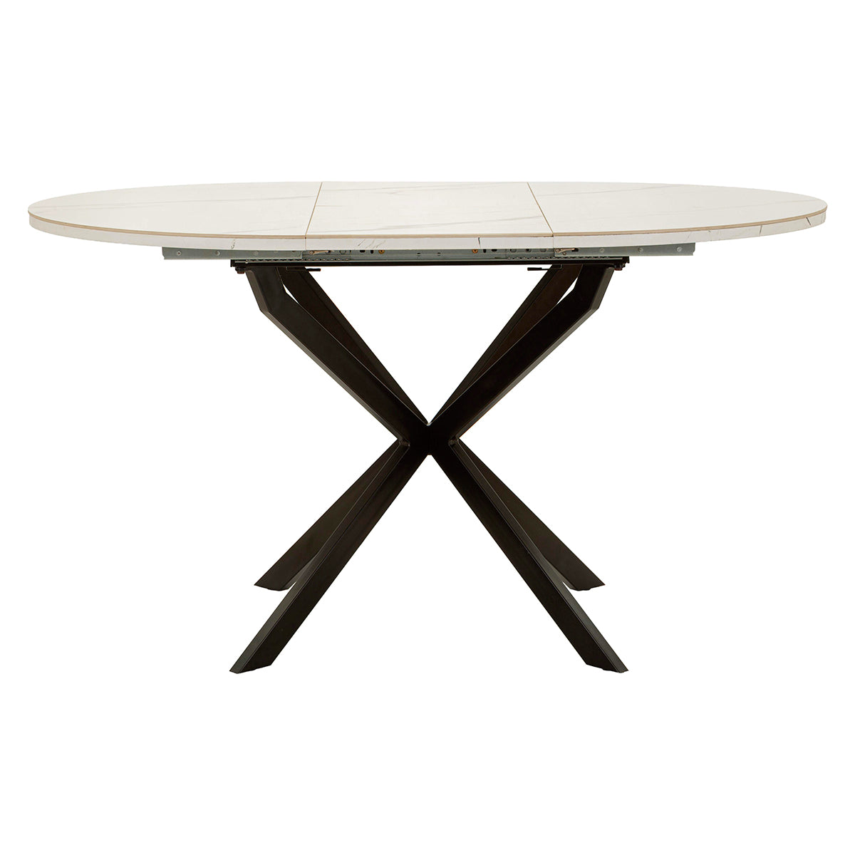 Table à manger ronde extensible 2 à 4 personnes en céramique Mabel Blanc et Noir - vue 4