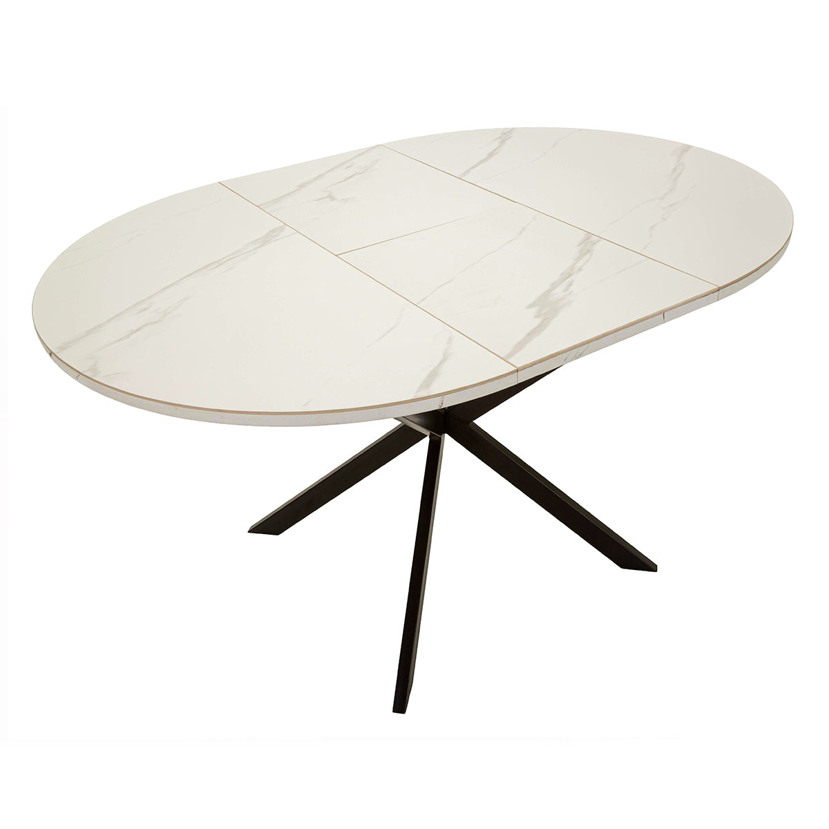 Table à manger ronde extensible 2 à 4 personnes en céramique Mabel Blanc et Noir - vue 6