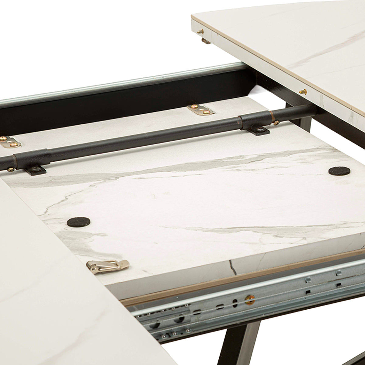 Table à manger ronde extensible 2 à 4 personnes en céramique Mabel Blanc et Noir