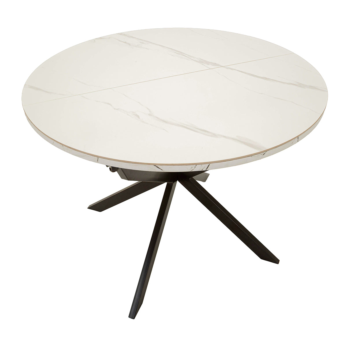 Table à manger ronde extensible 2 à 4 personnes en céramique Mabel Blanc et Noir - vue 3