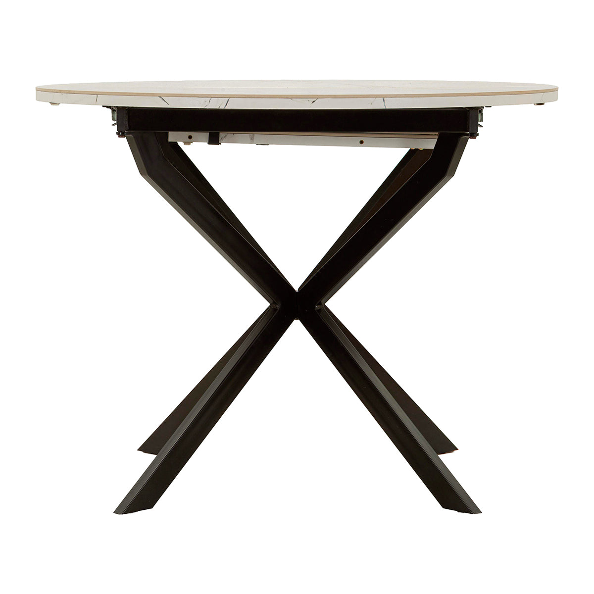 Table à manger ronde extensible 2 à 4 personnes en céramique Mabel Blanc et Noir - vue 2