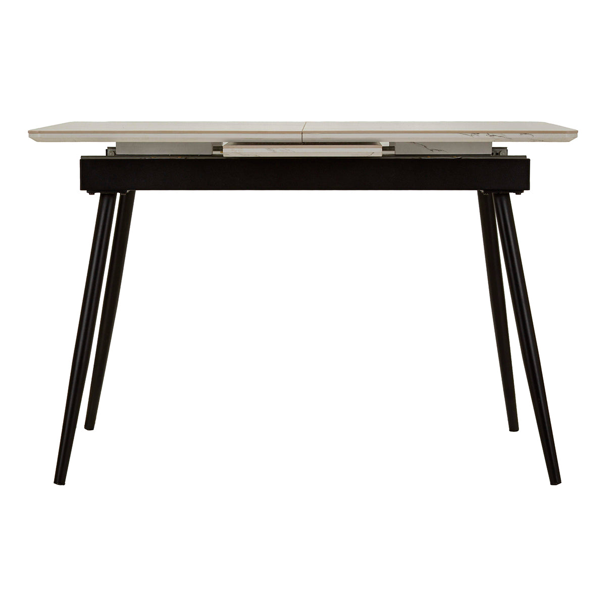 Table à manger rectangulaire extensible 4 à 6 personnes en céramique Mabel Blanc et Noir - vue 4