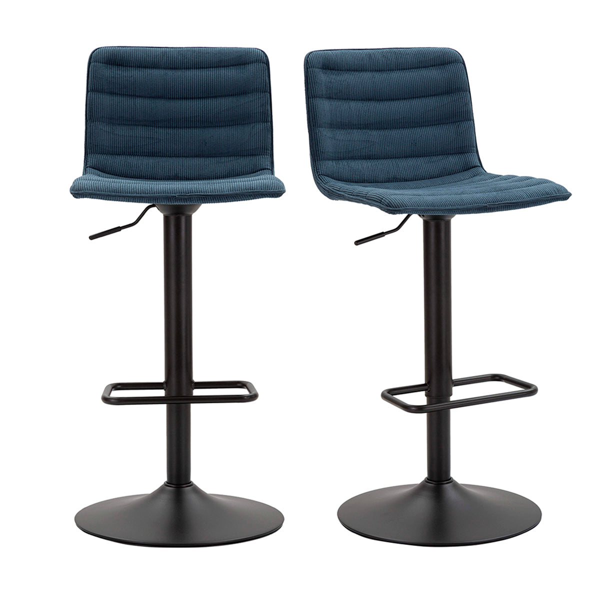 Lot de 2 tabourets de bar réglables de 61 à 83 cm en tissu et métal Mason Bleu et Noir - vue 2