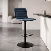 Lot de 2 tabourets de bar réglables de 61 à 83 cm en tissu et métal Mason Bleu et Noir