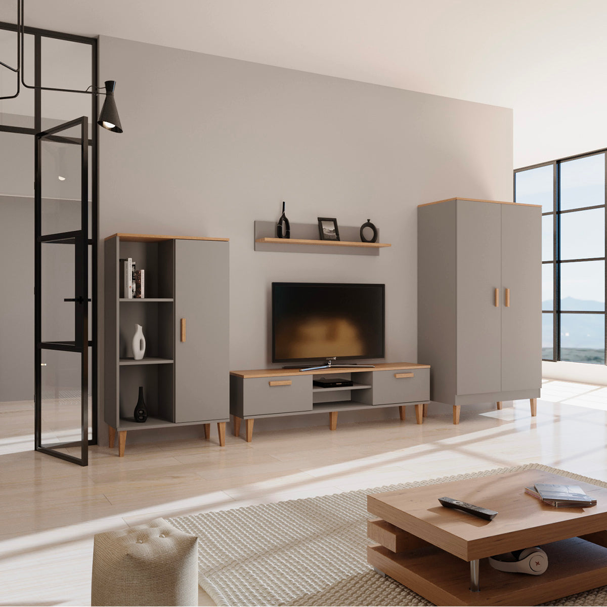 Armoire 2 portes Denver - Gris