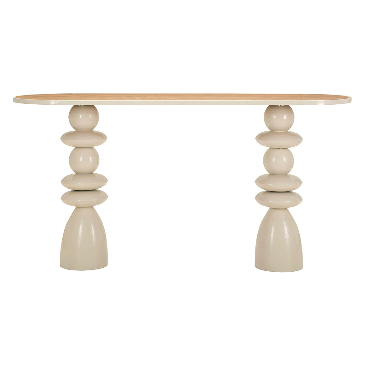 Console en métal Noléa Crème et Bois - vue 3